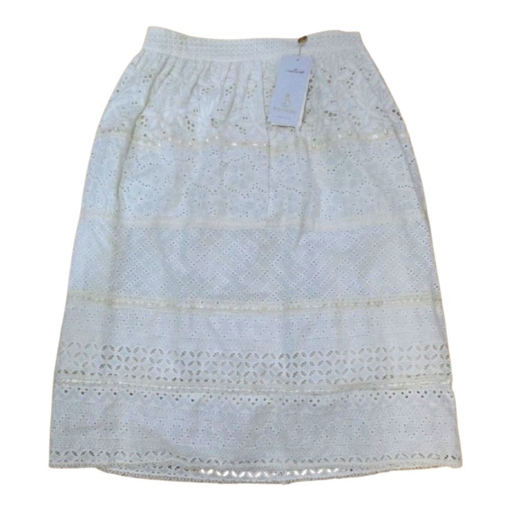 Barcarola Ivory Eyelet Midi Skirt Size M